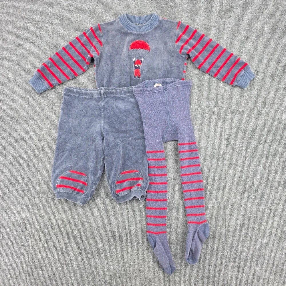 Vintage Creation Stummer Austria Velour 3pc Set Blue Red Parachute Toddler 4Y